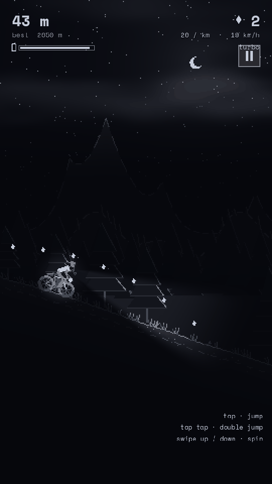 GRVL at night: the front lamp lights the trail